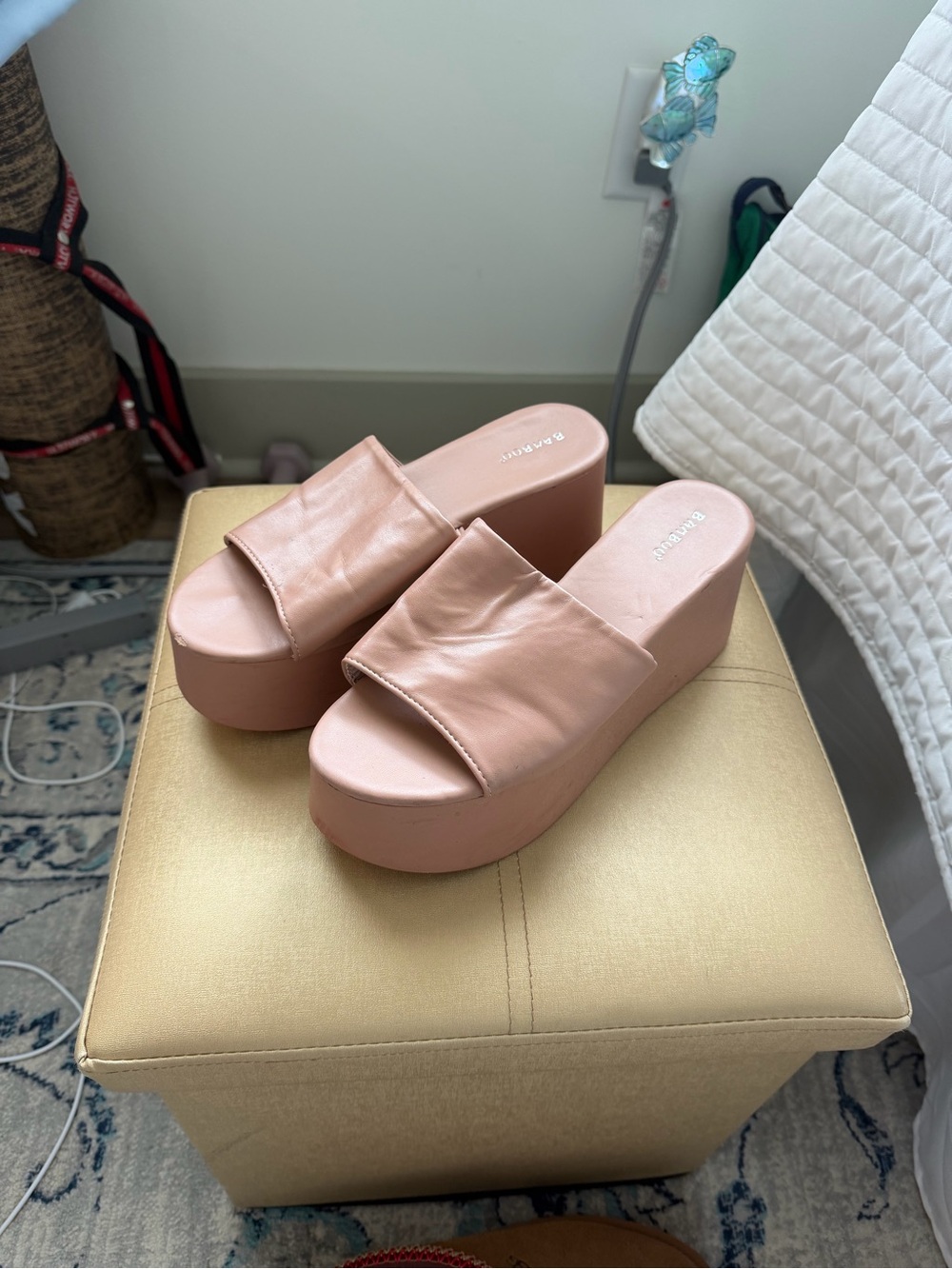 Bamboo brand Platform Slide Sandals in Blush Pink
